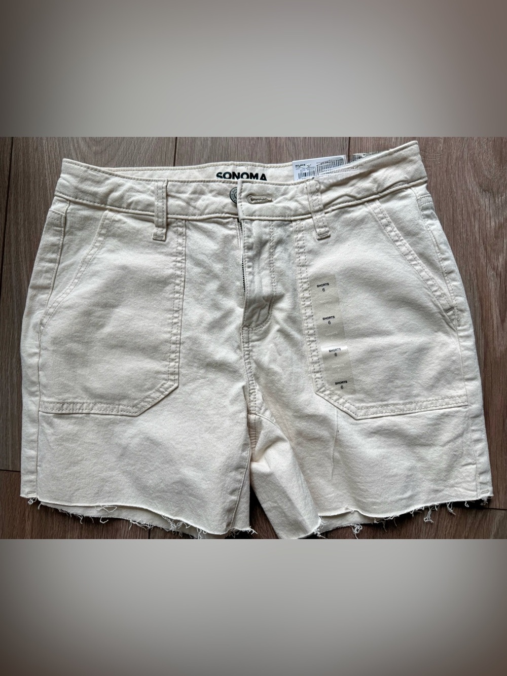 Sonoma Cream Denim Cutoff Shorts with Frayed Hem